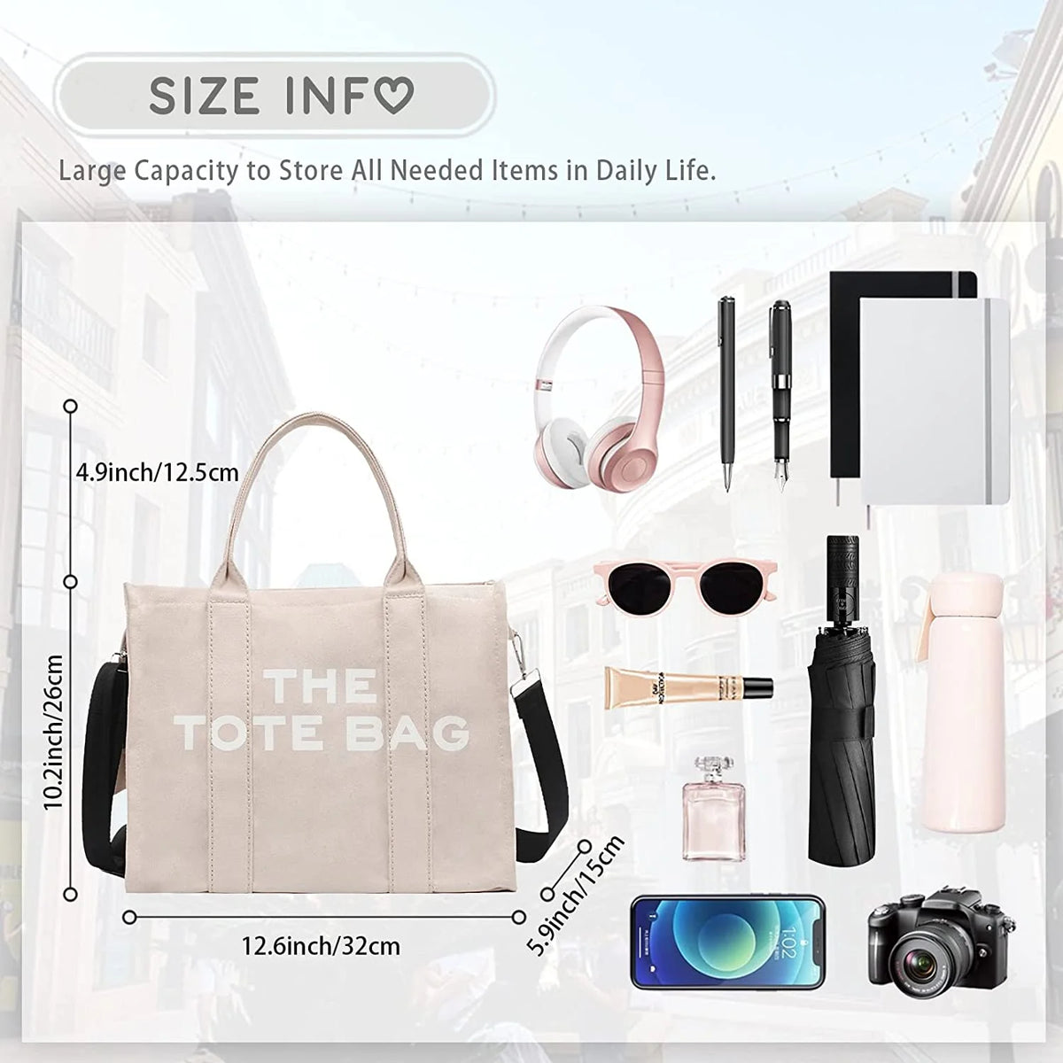 Canvas Tote Bag with Zipper G9826