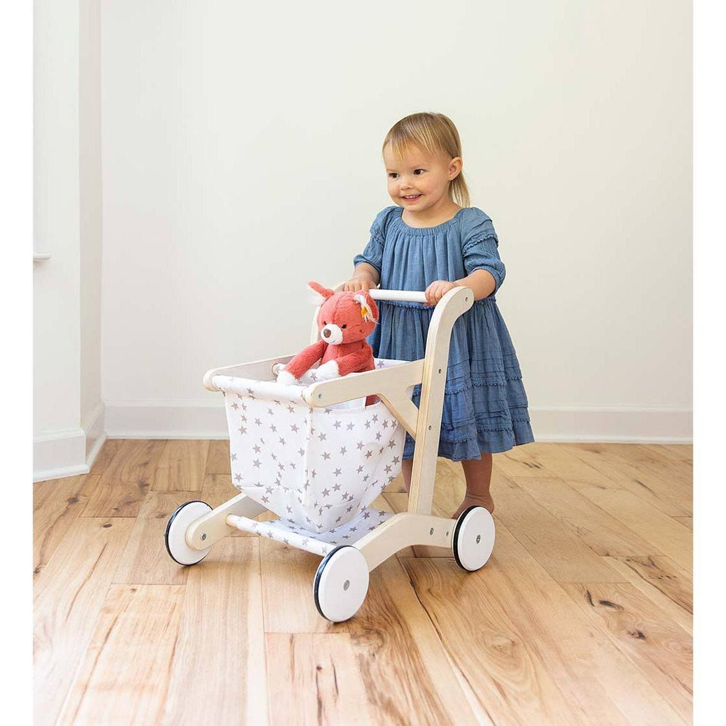 Wooden Shopping Cart Walker with Rolling Wheels P41212