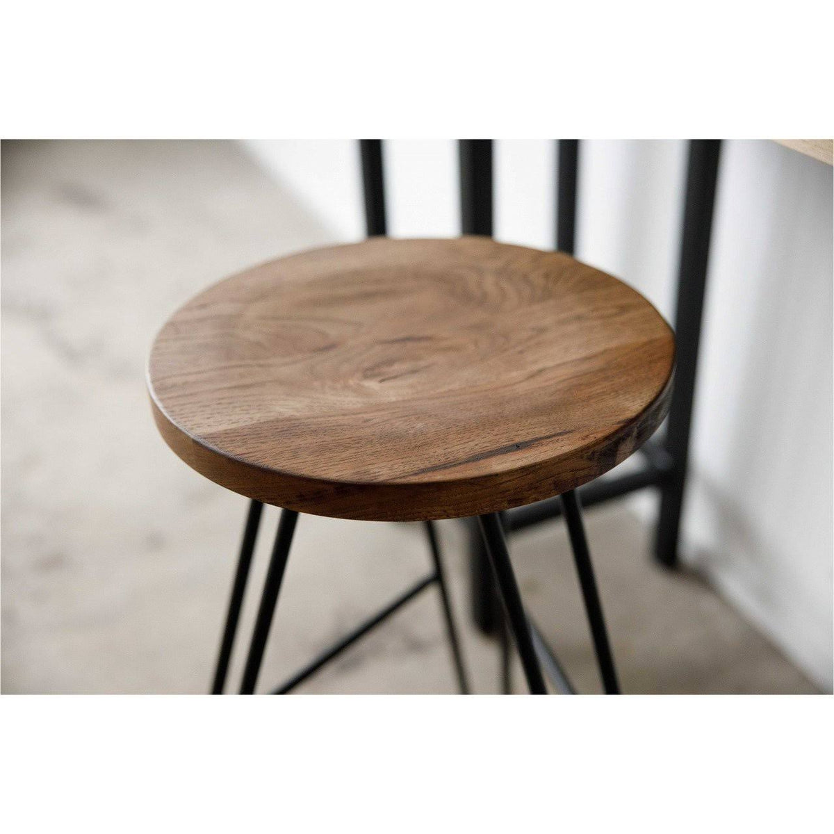 Natural Brown Ash Wood and Steel Bar Stool C98117