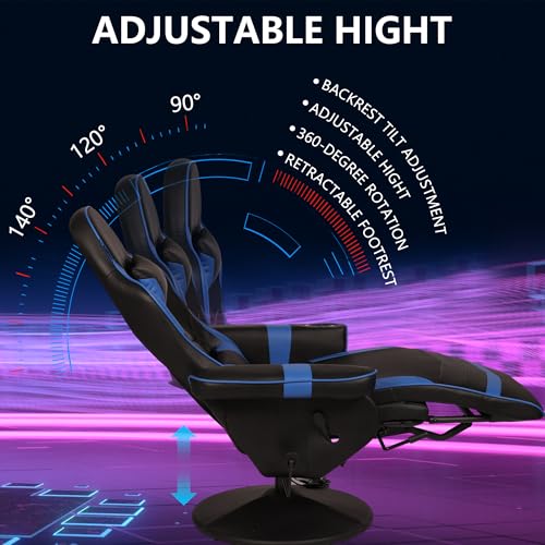Blue Massage Gaming Chair with Footrest I767