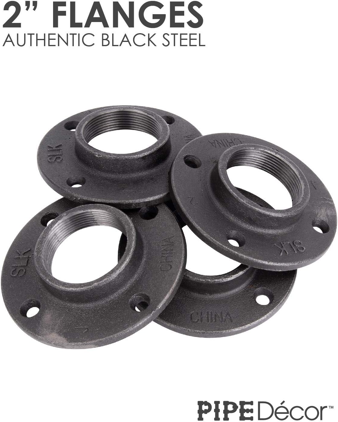 Cast Iron Floor Flange 4 Pack, Steel Grey, 2 Inch Threaded N629850