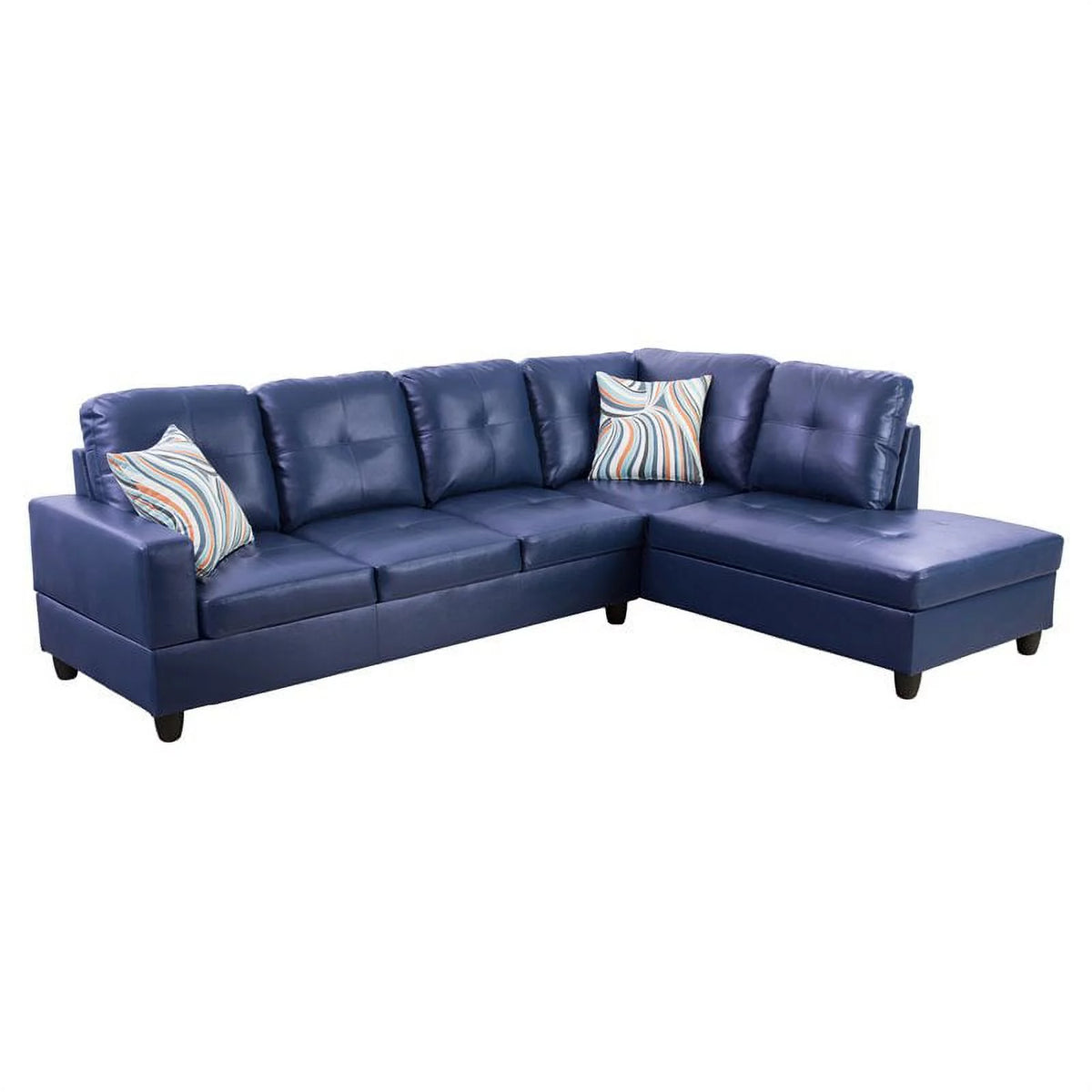 Blue Faux Leather Right Sectional Sofa D196100