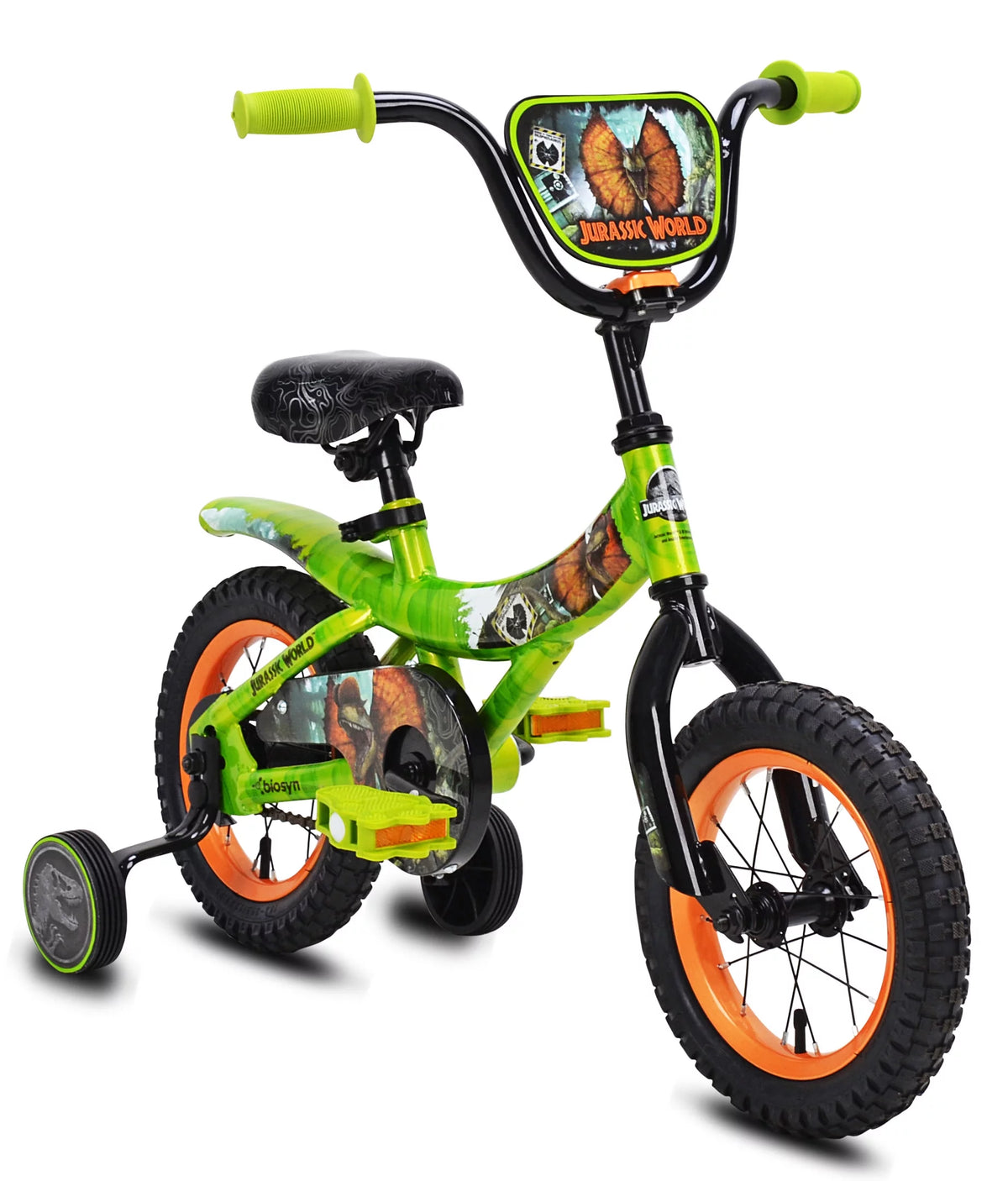 Green and Orange 12-inch Boy's Bicycle with Training Wheel L922
