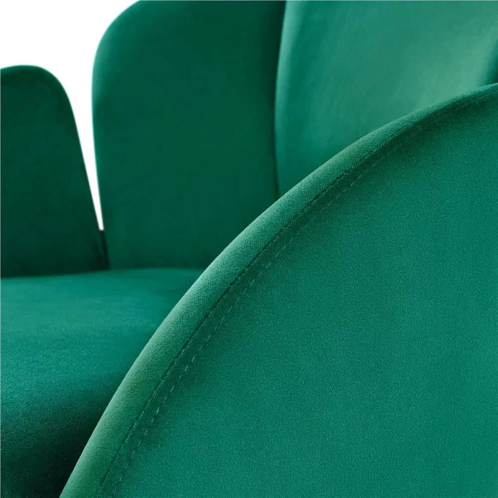 Green Velvet Armchair with Golden Metal Legs B8482