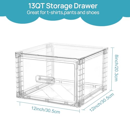 4 Pack 13QT Clear Stackable Storage Drawers S42880
