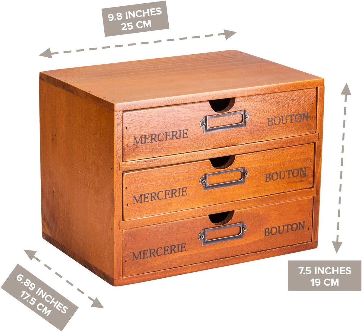 Vintage 3-Drawer Solid Wood Desk Organizer Pack of 2 H4598