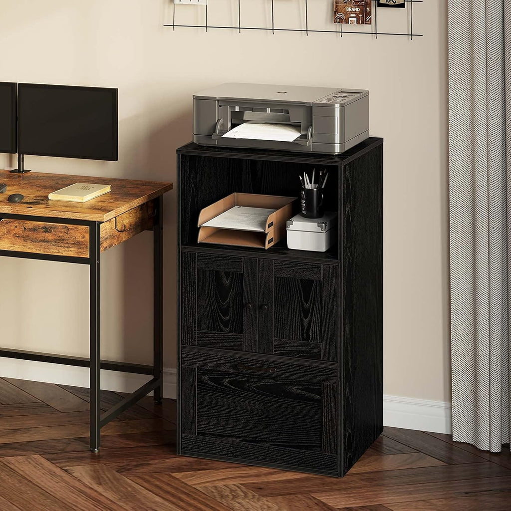 Black File Cabinet with Drawer and Storage Shelf B841020