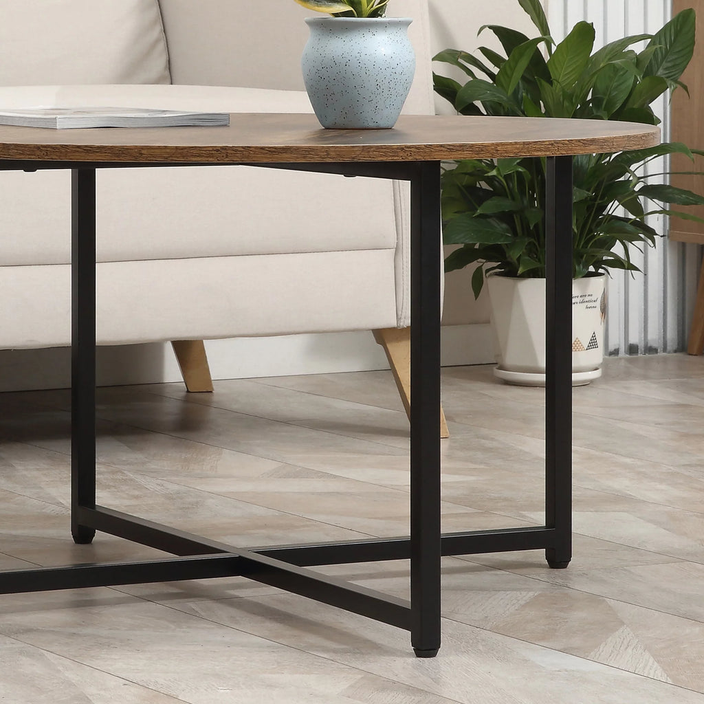 Round Coffee Table Set of 2 with Metal Frame H229