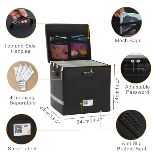 Black Waterproof Vinyl Record Storage Box with Lid X834422