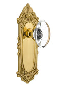 Victorian Plate Passage Oval Crystal Glass Door Knob, Polished Brass N482545