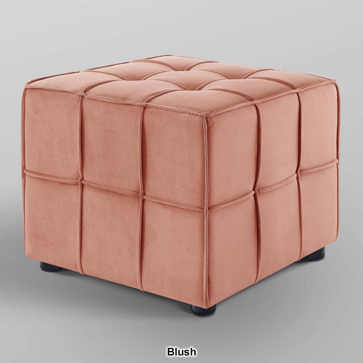 Navy Velvet Ottoman H9703