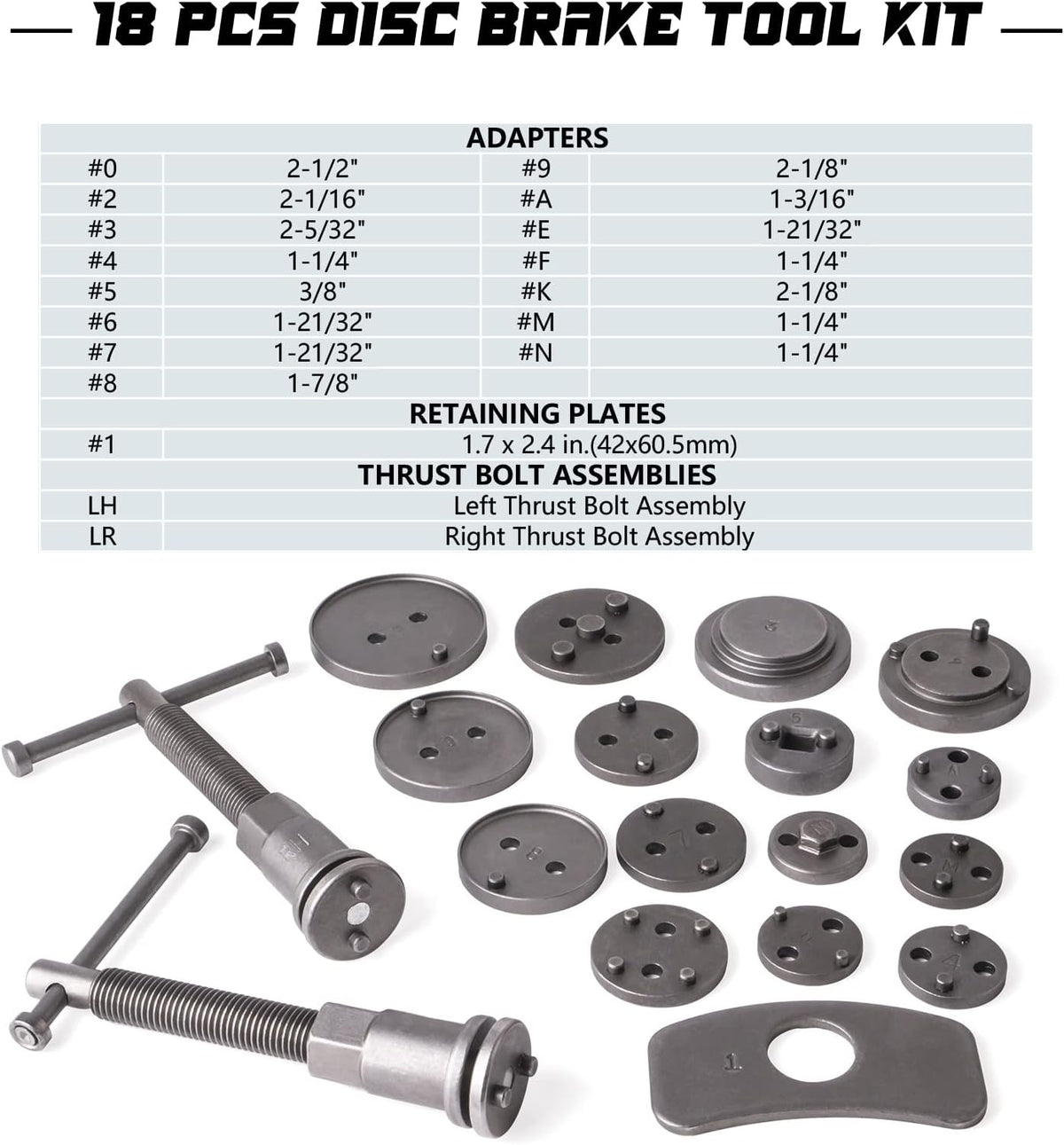 18Pcs Disc Brake Caliper Tool Set & 8Pcs Drum Brake Tool Kit C723