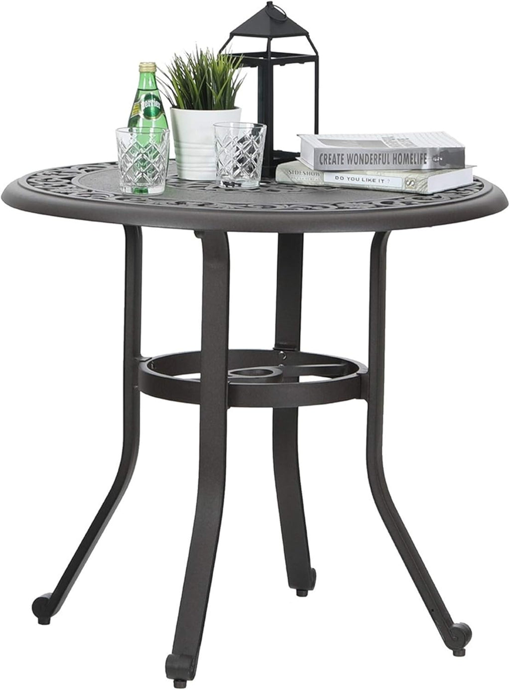 Brown 31.5 Dia x 29.1 H Cast Aluminum Bistro Bar Table B29772