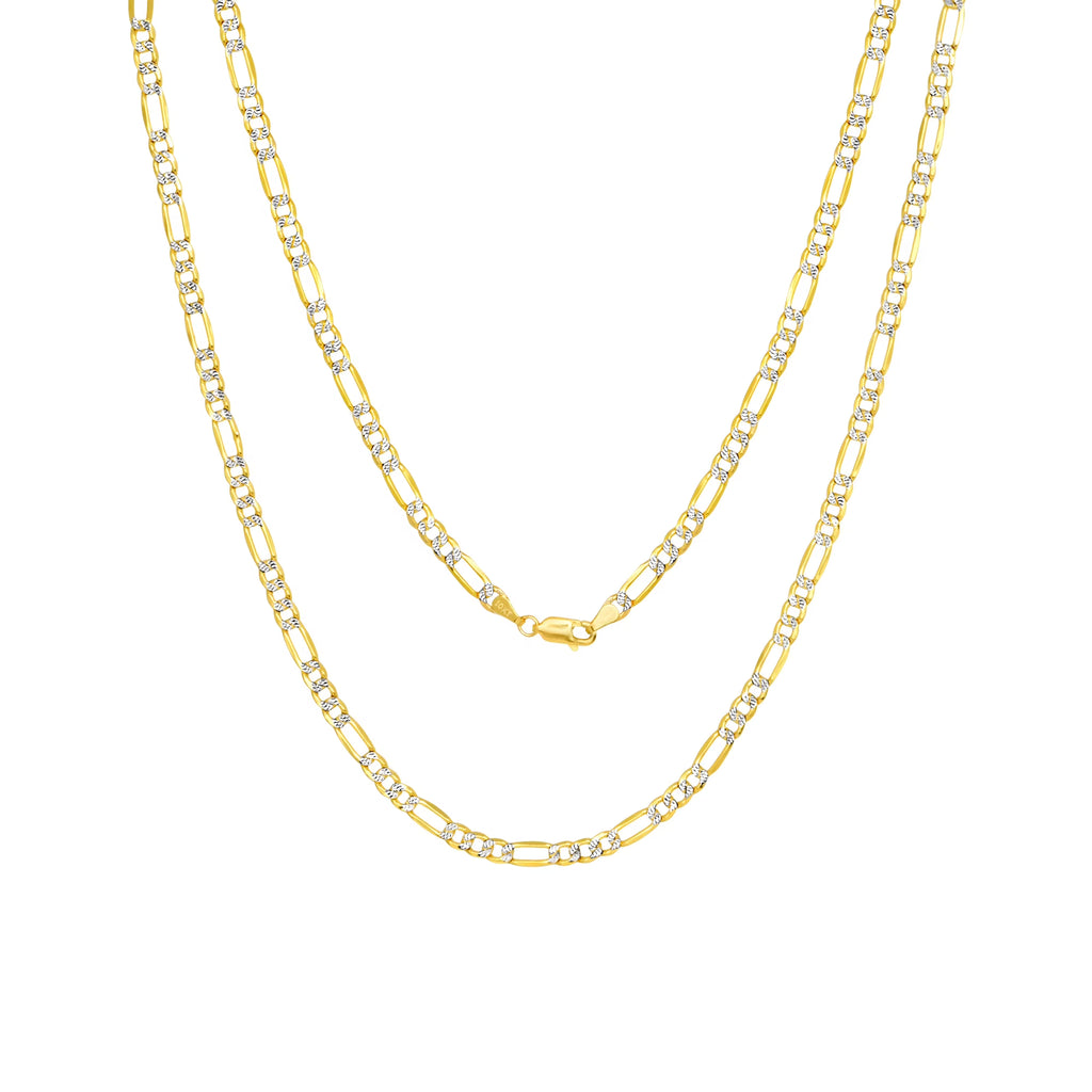 10k Yellow Gold Figaro Chain Pendant Necklace 16" - 30" C7328