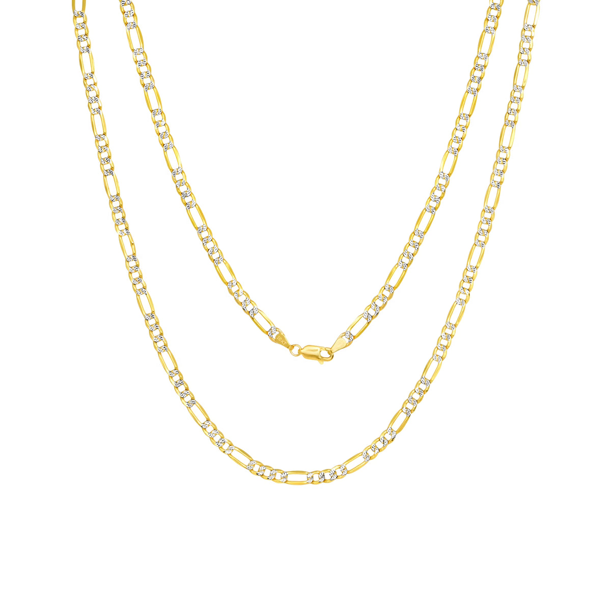 10k Yellow Gold Figaro Chain Pendant Necklace 16" - 30" C7328