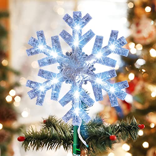 9 inch Lighted Christmas Tree Topper with 15 White LED Lights D262