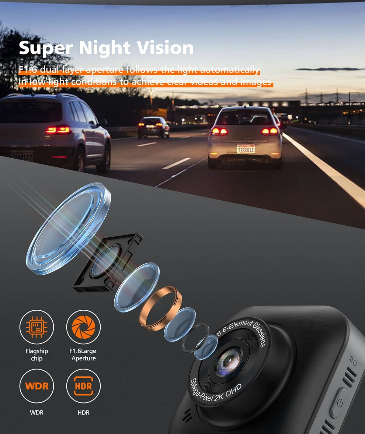 Dash Cam Front 1080P Full HD Car Camera 2560x1440P with 32GB SD Card Pack of 2 C430