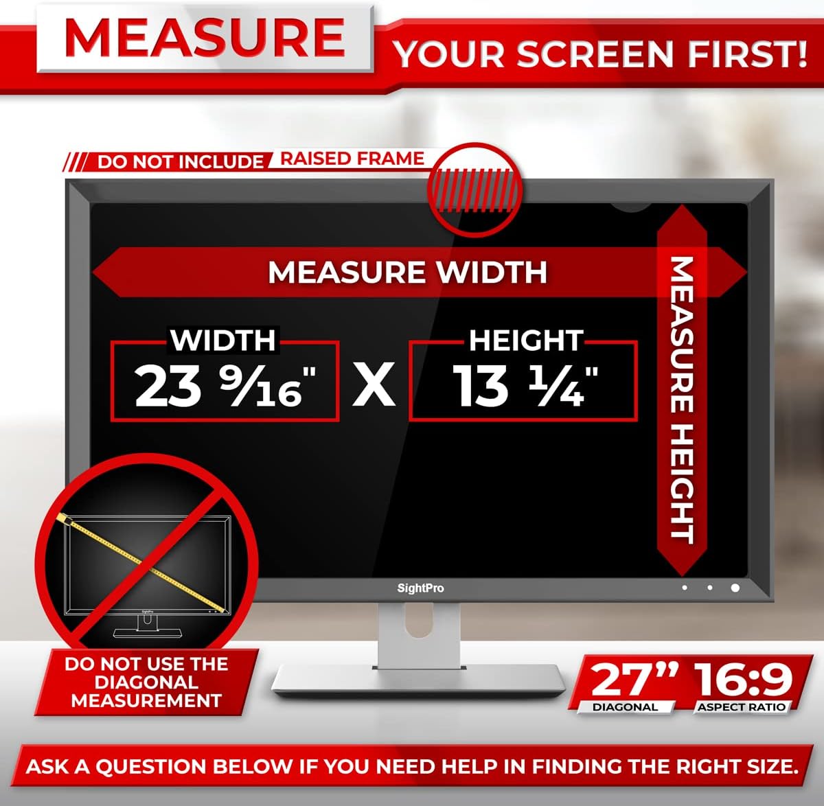 27 Inch Computer Privacy Screen Filter for 16:9 Widescreen Monitor, Pack of 2 S100881