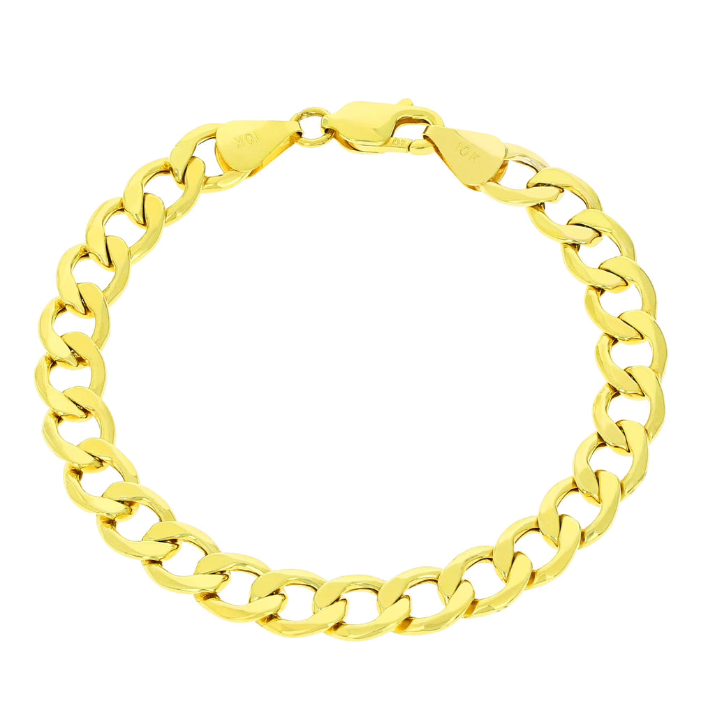 10k Yellow Gold 8mm Cuban Link Chain Bracelet I769