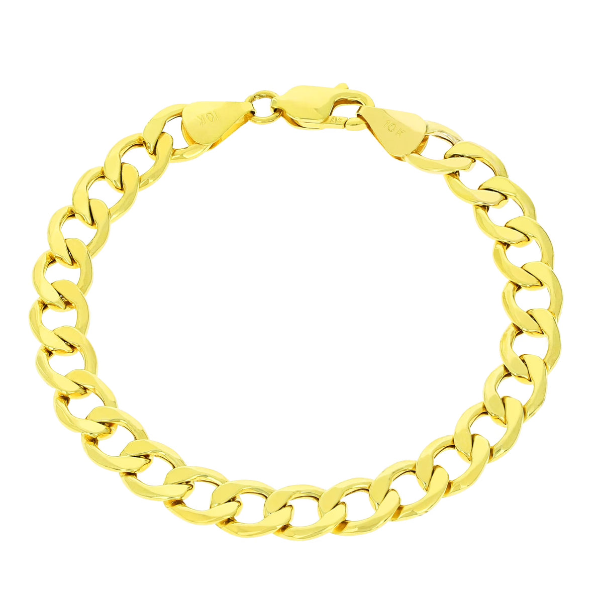 10k Yellow Gold 8mm Cuban Link Chain Bracelet I769