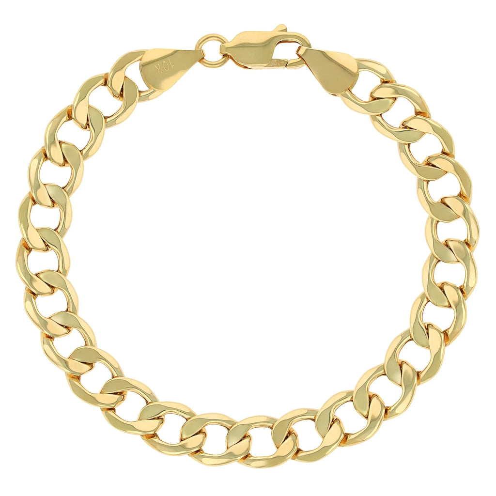 10k Yellow Gold 8mm Cuban Link Chain Bracelet I769
