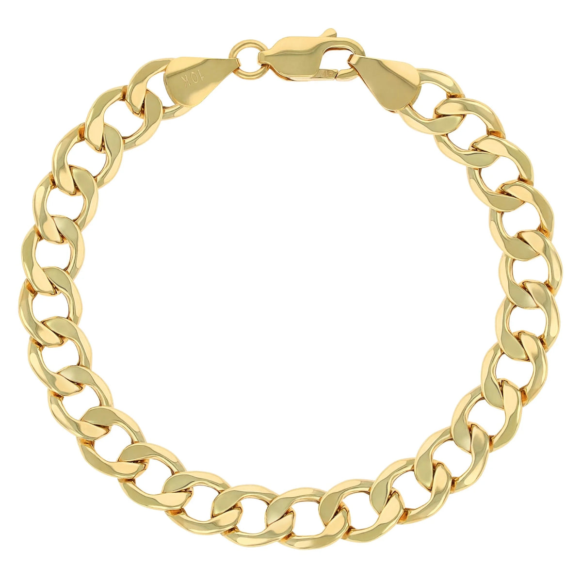 10k Yellow Gold 8mm Cuban Link Chain Bracelet I769