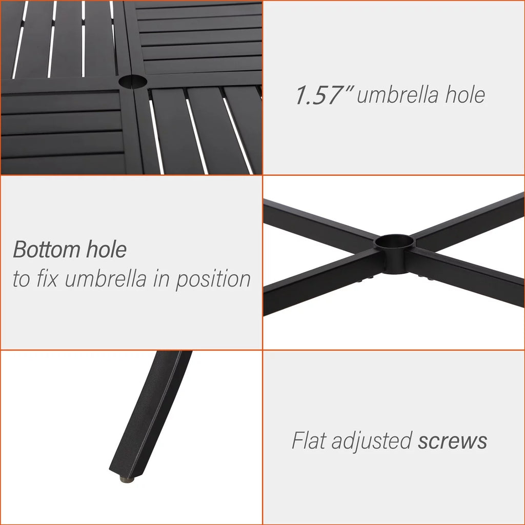 42" Outdoor Metal Round Dining Table Black S705