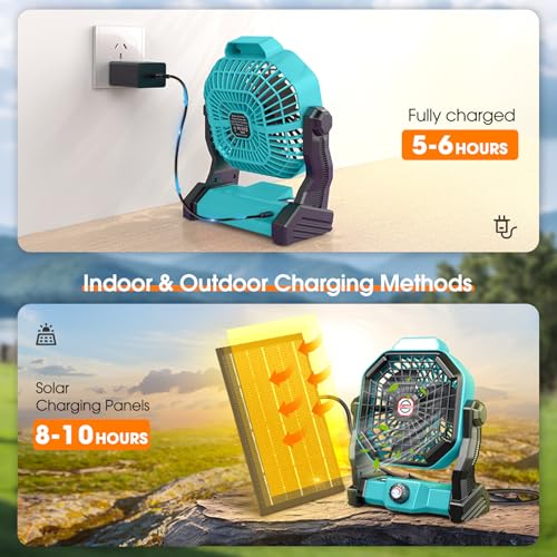 20000mAh Solar Camping Fan with Solar Panel and LED Lantern D74360