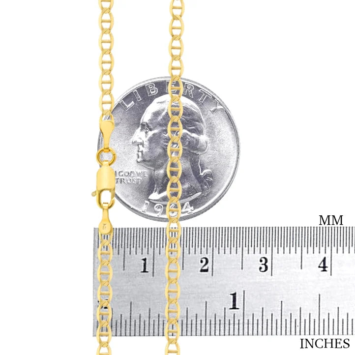 10k Yellow Gold Solid Anchor Chain Necklace 16" - 30" D118