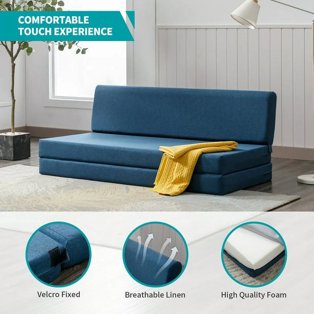 Folding Memory Foam Linen Sofa Bed O78702