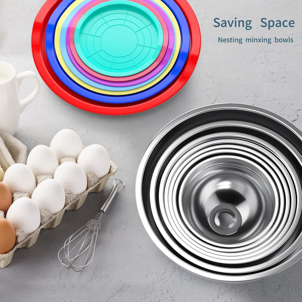 Stainless Steel Mixing Bowls Set with Lids 7 Pc M303374
