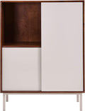 Two Tone Sliding Door Cabinet with Shelves O21091
