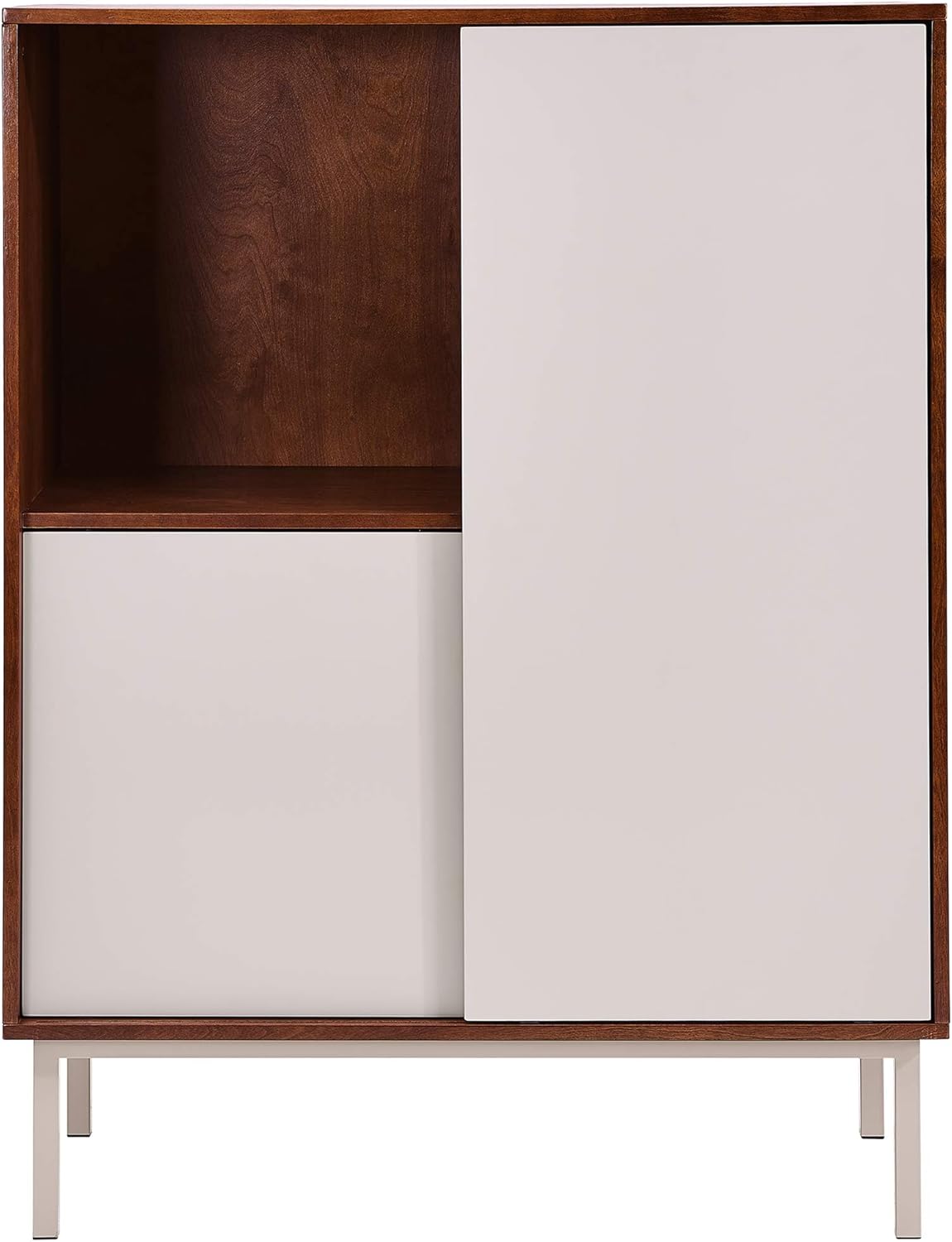 Two Tone Sliding Door Cabinet with Shelves O21091