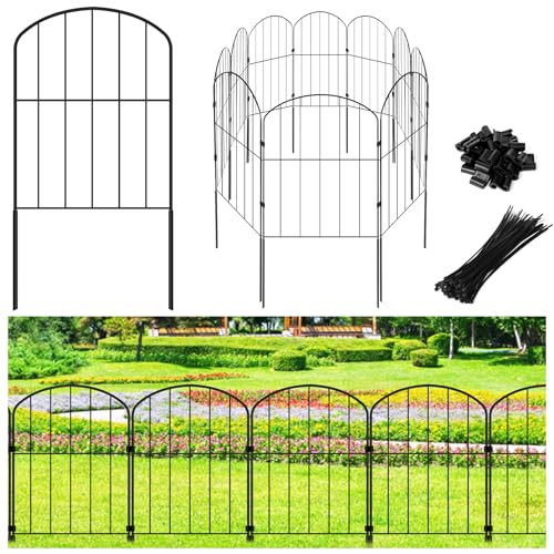 Decorative Garden Fence 24in x 10.5ft 10 Panels Metal Wire T748