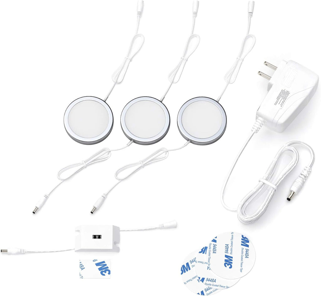 Pack of 12 Warm White Circular LED Cabinet Lights P59145