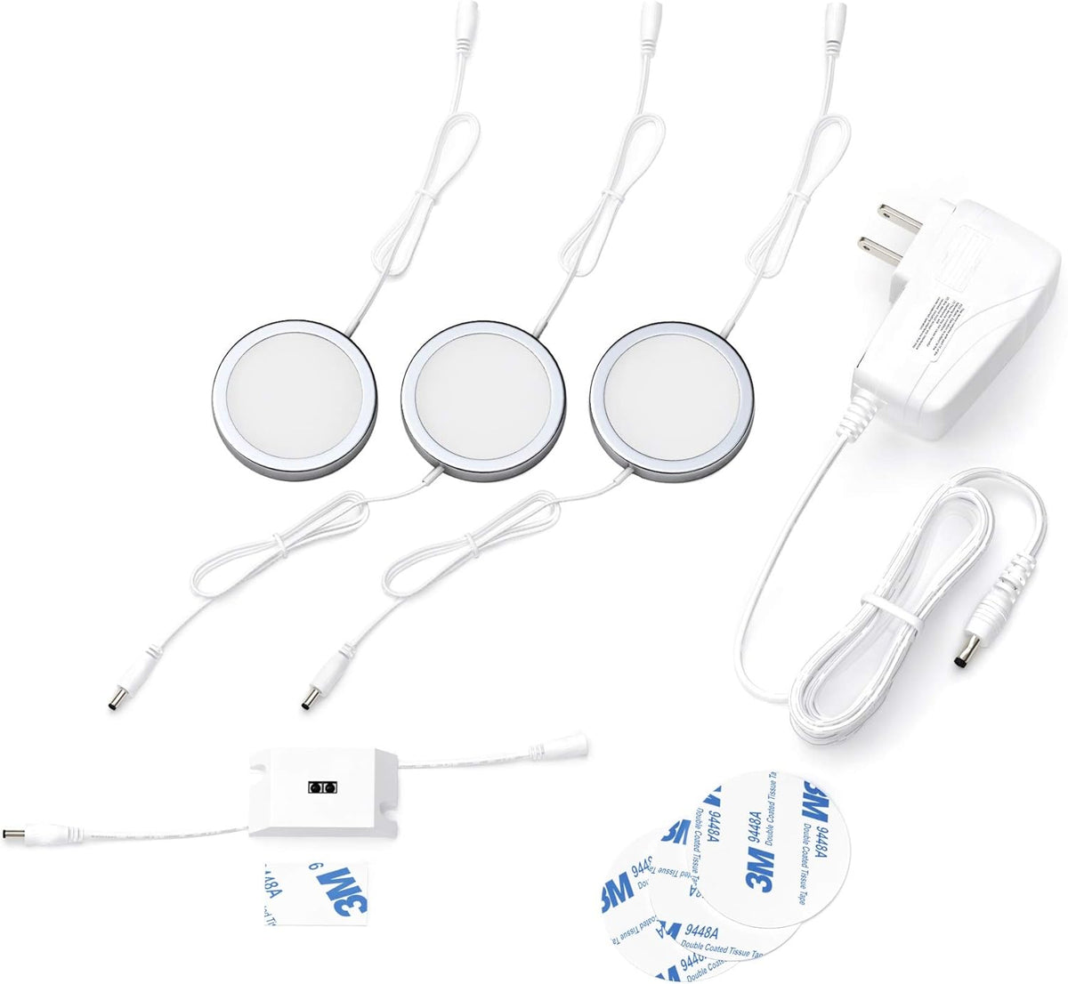 Pack of 12 Warm White Circular LED Cabinet Lights P59145