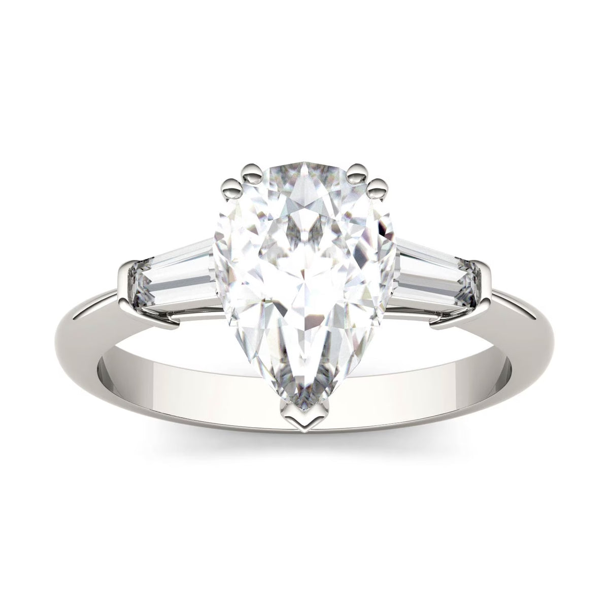 Pear Cut Moissanite Engagement Ring 2.47 DEW M950