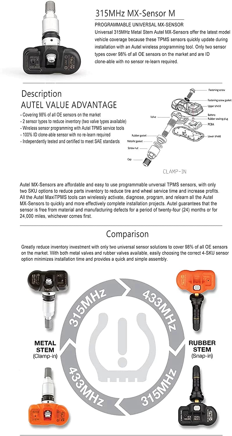 315MHz Tire Sensor with Metal Stem S548554