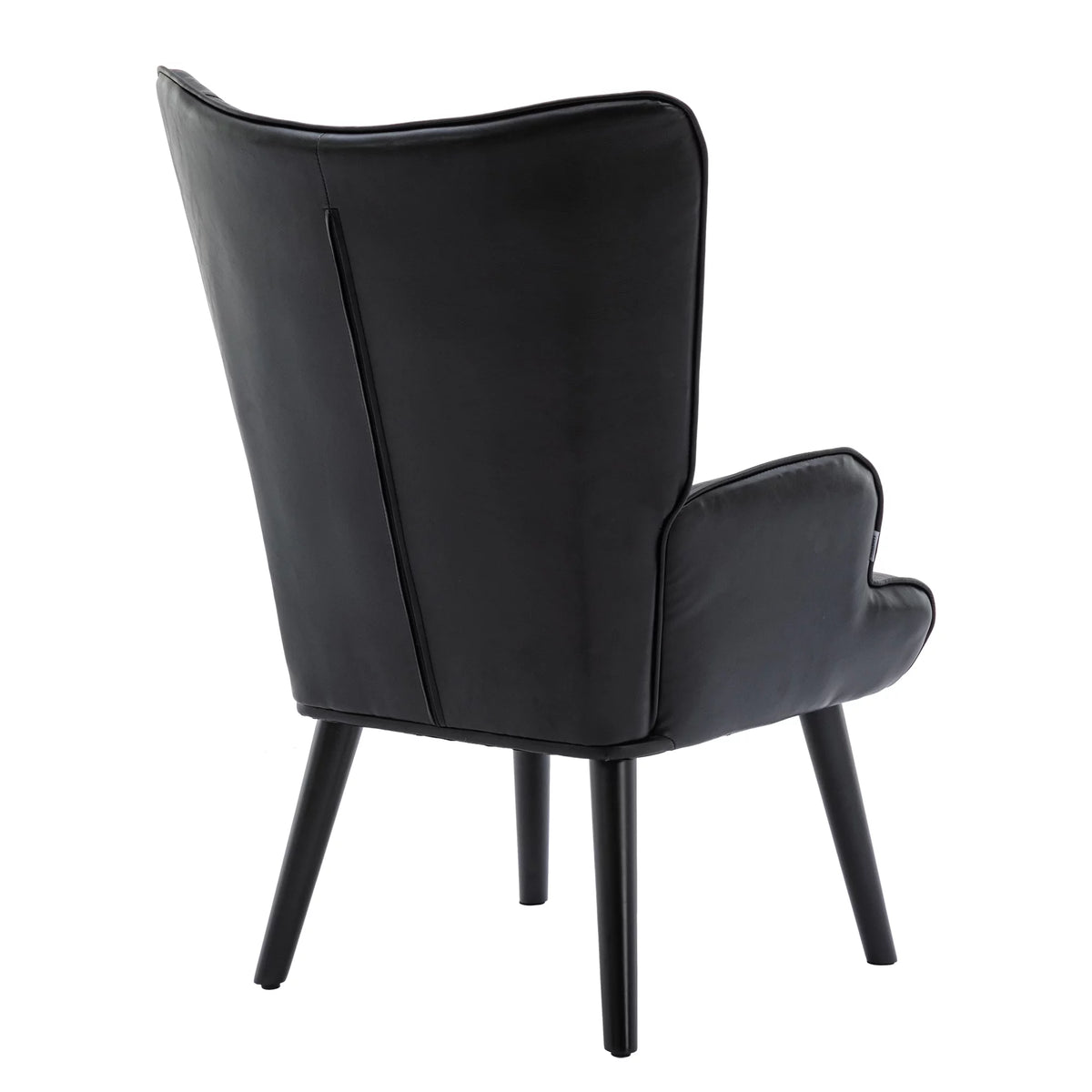 Black PU Leather Tufted Accent Chair with Wood Legs Y123