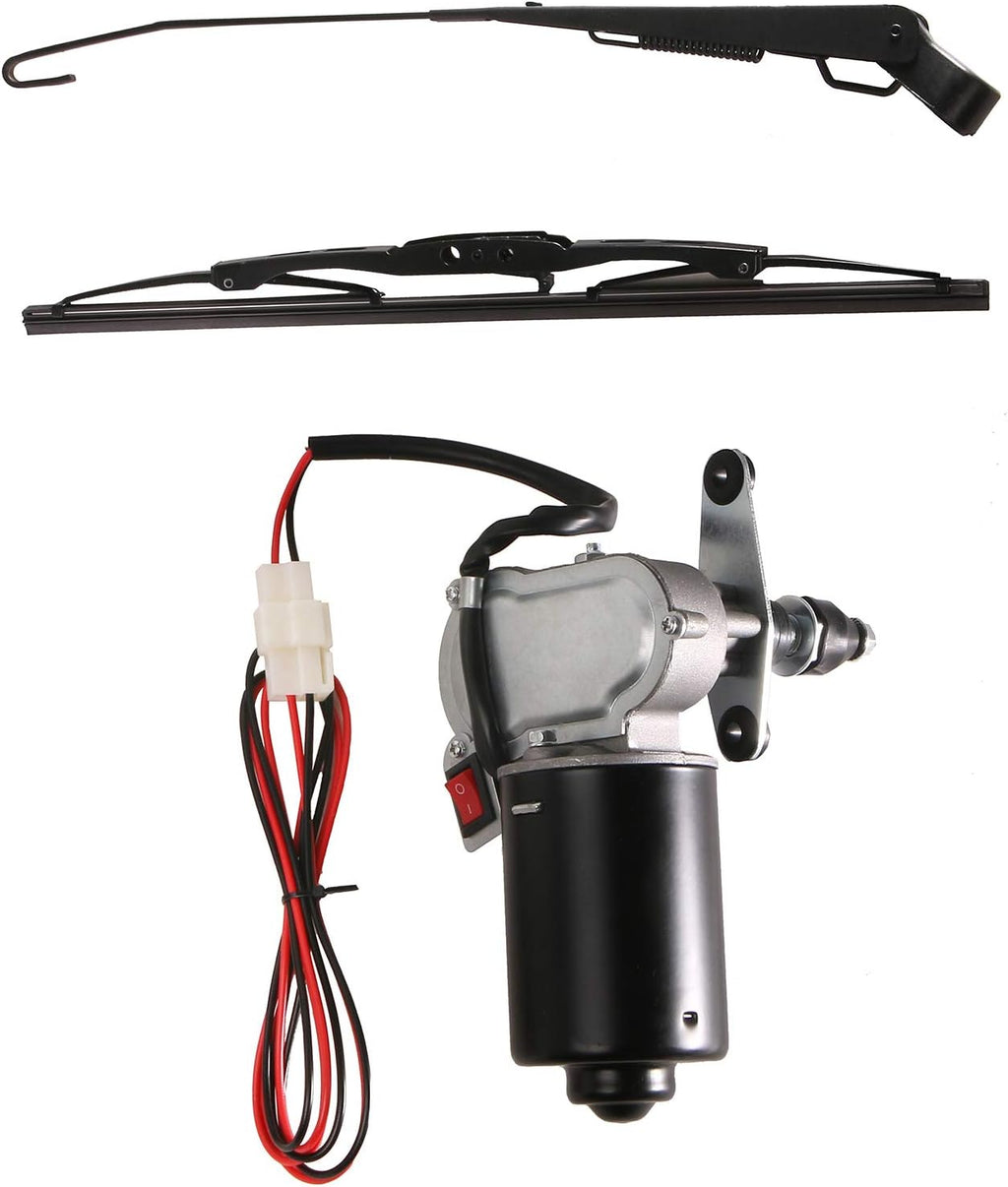 12V Universal Electric Windshield Wiper Motor Kit for UTV ATV Windshields, 17.7" Arm, 17.7" Blade Pack of 2 X261806