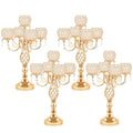 5-Arm Crystal Candelabra Candle Holder Stand with Crystal Bowl A529