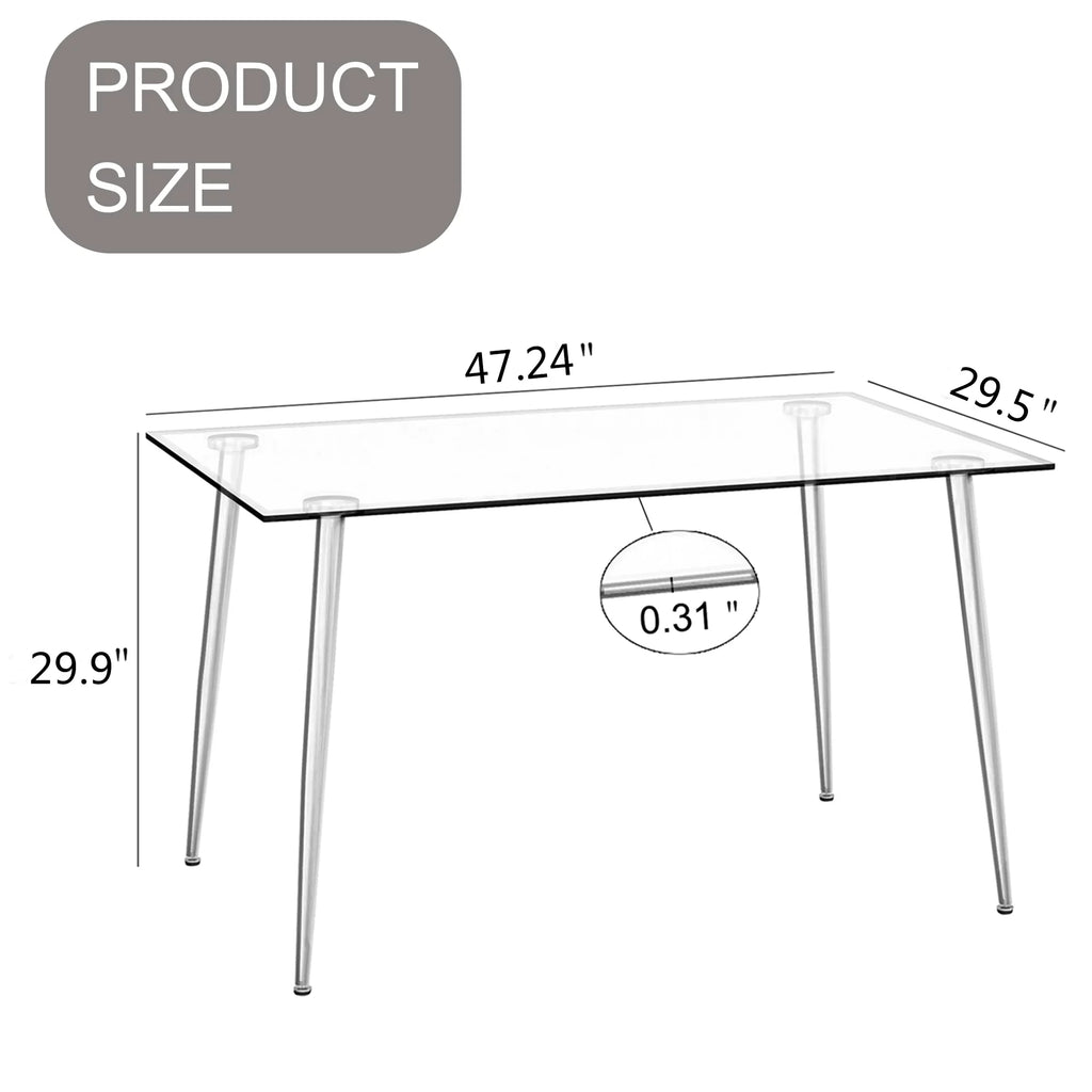 5 Piece Glass Top Dining Table Set with 4 Linen Chairs W53162