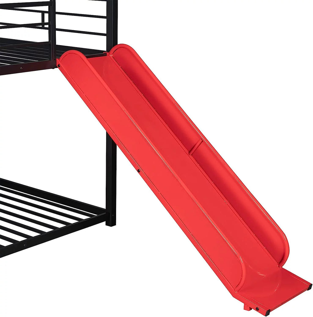 Twin Over Twin Metal Bunk Bed with Slide Q681