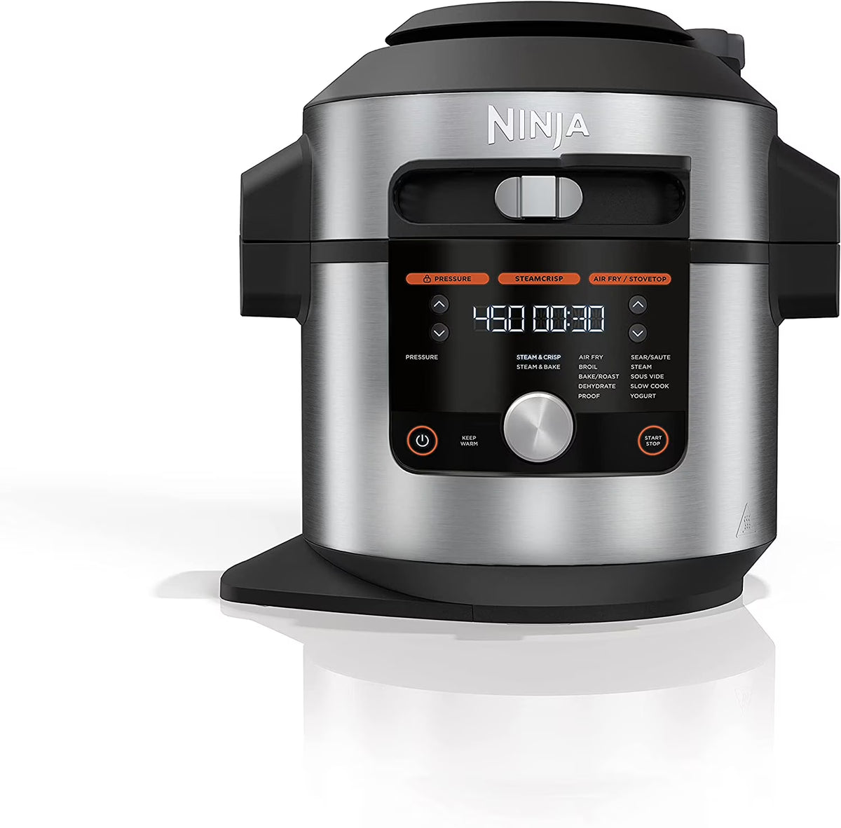 Open Box 8 Qt Pressure Cooker Steam Fryer with SmartLid Silver R92697