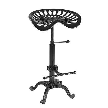 Industrial Style Cast Iron Tractor Seat Bar Stool Adjustable Height Swivel Metal Barstool Chair with Footrest W5419