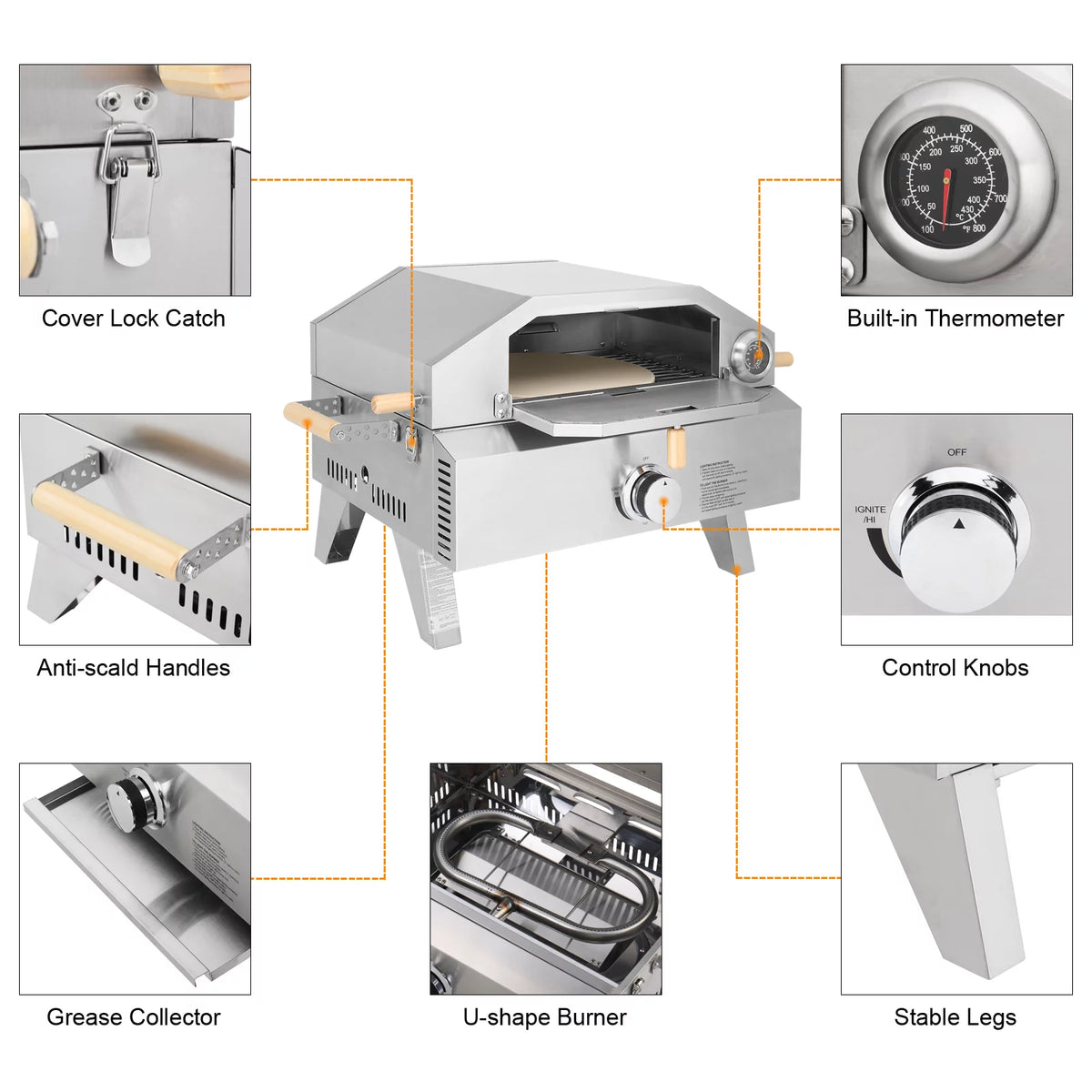 12 Inch 2-in-1 Gas Pizza Oven & Propane Grill Z86667