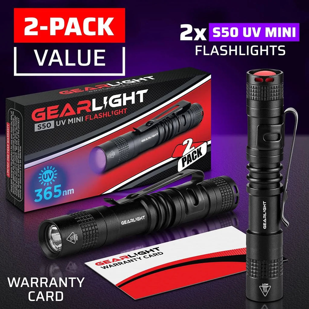 Black Light UV Flashlight 2 Pack 365 nm Mini Blacklight Pen Flashlight C843