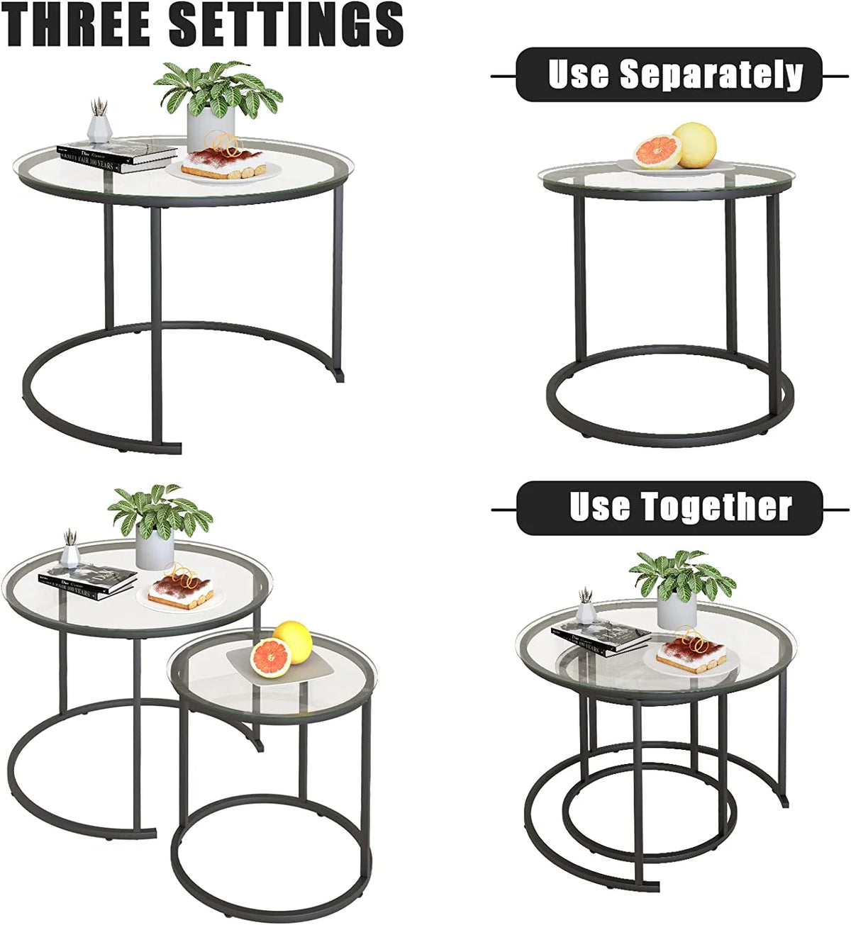 Tempered Glass Round End Table H626