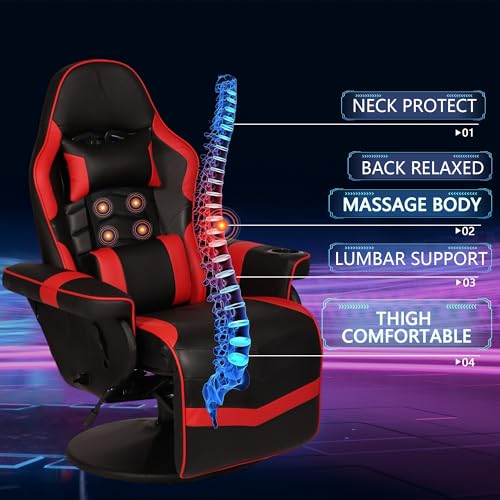 Blue Massage Gaming Chair with Footrest I767