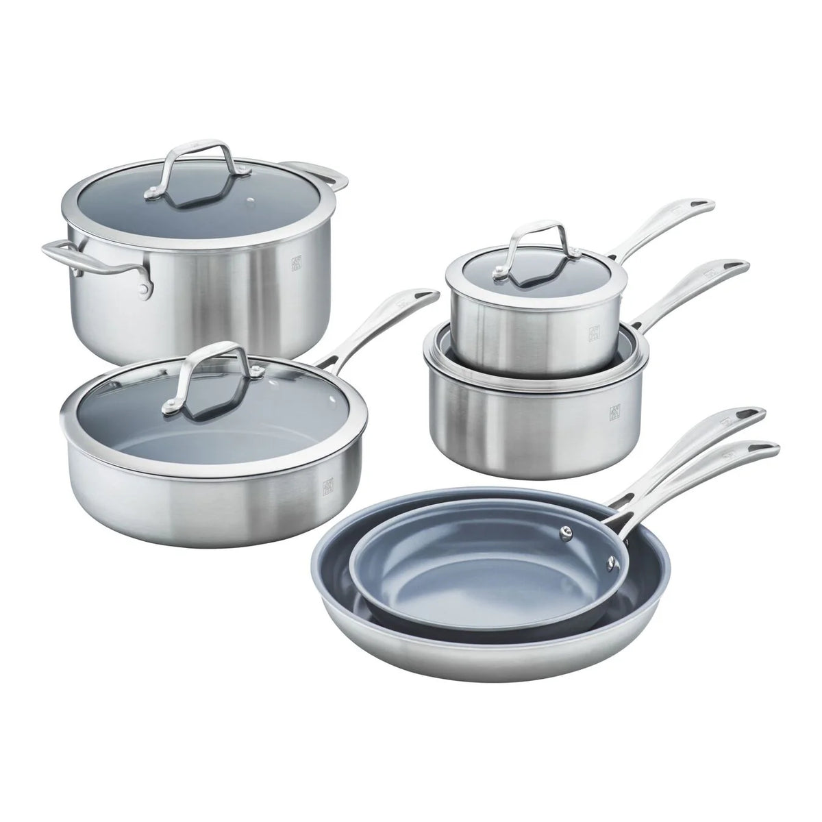 10pc Stainless Steel Ceramic Nonstick Cookware Set P94122